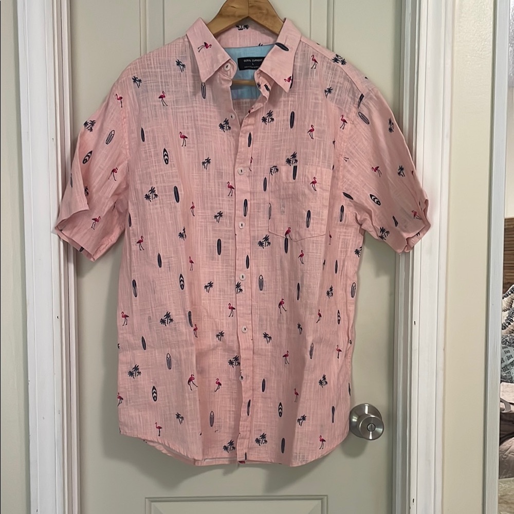 Ocean Current Pink Casual Button Down Shirt Sz L